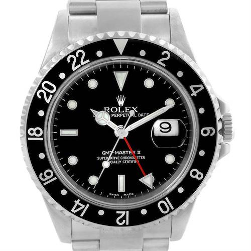 Photo of Rolex GMT Master II Black Bezel Mens Stainless Steel Watch 16710
