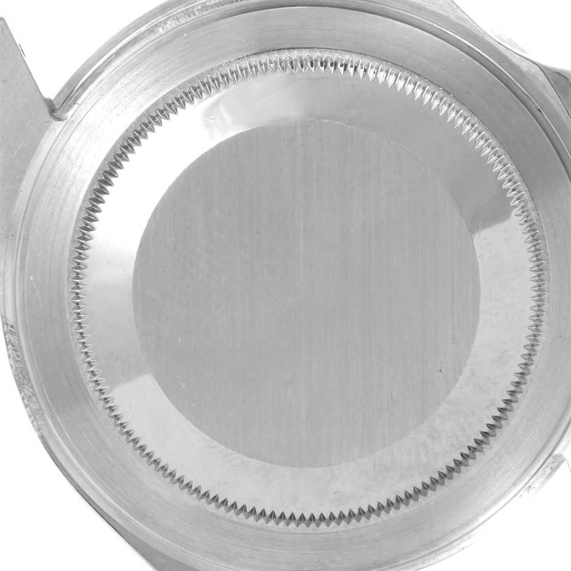 This is a close-up view of the case back of a Rolex GMT-Master 16710 Men
s Stainless Steel Black Dial 16710 Men
s Stainless Steel Black Dial watch.