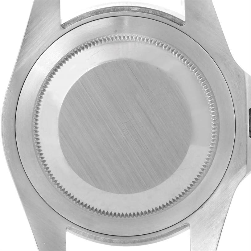 The image shows the back case of a Rolex GMT-Master 116710 Men's Stainless Steel Black Dial 116710 Men's Stainless Steel Black Dial watch.