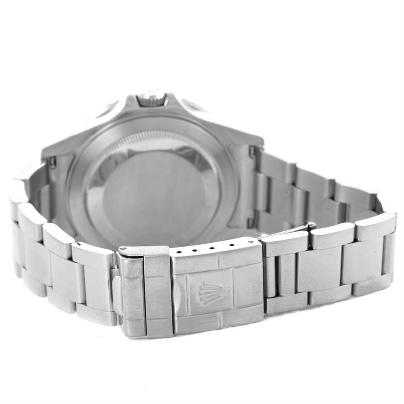 The image shows the backside, clasp, and bracelet of a Rolex GMT-Master 16710 Men
s Stainless Steel Black Dial 16710 Men
s Stainless Steel Black Dial watch.