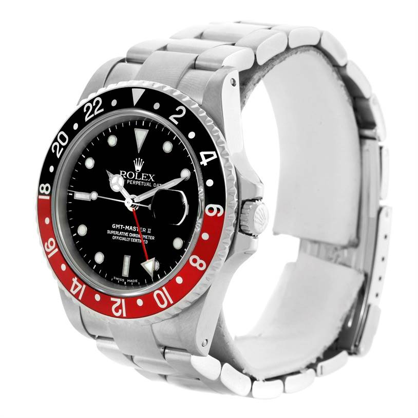 The image shows a Rolex GMT-Master 16710 Men's Stainless Steel Black Dial 16710 Men's Stainless Steel Black Dial watch from a front angle, displaying its bezel, dial, bracelet, and crown.