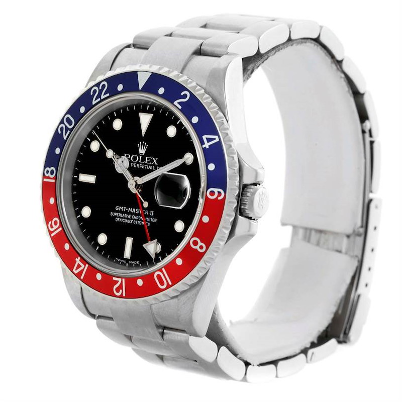 Rolex GMT Master II Pepsi Red Blue Bezel Mens Watch 16710 SwissWatchExpo