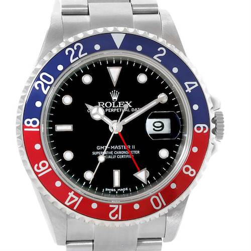 Photo of Rolex GMT Master II Pepsi Red Blue Bezel Error Dial Mens Watch 16710