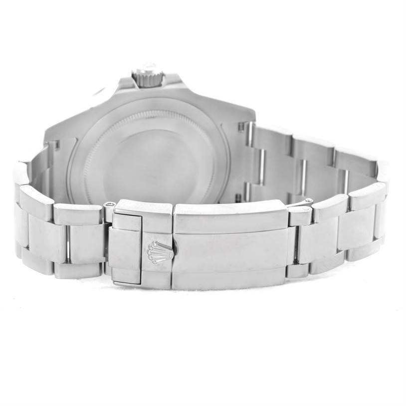 This image shows the back case and clasp of a Rolex GMT-Master 116710 Men's Stainless Steel Black Dial 116710 Men's Stainless Steel Black Dial watch.