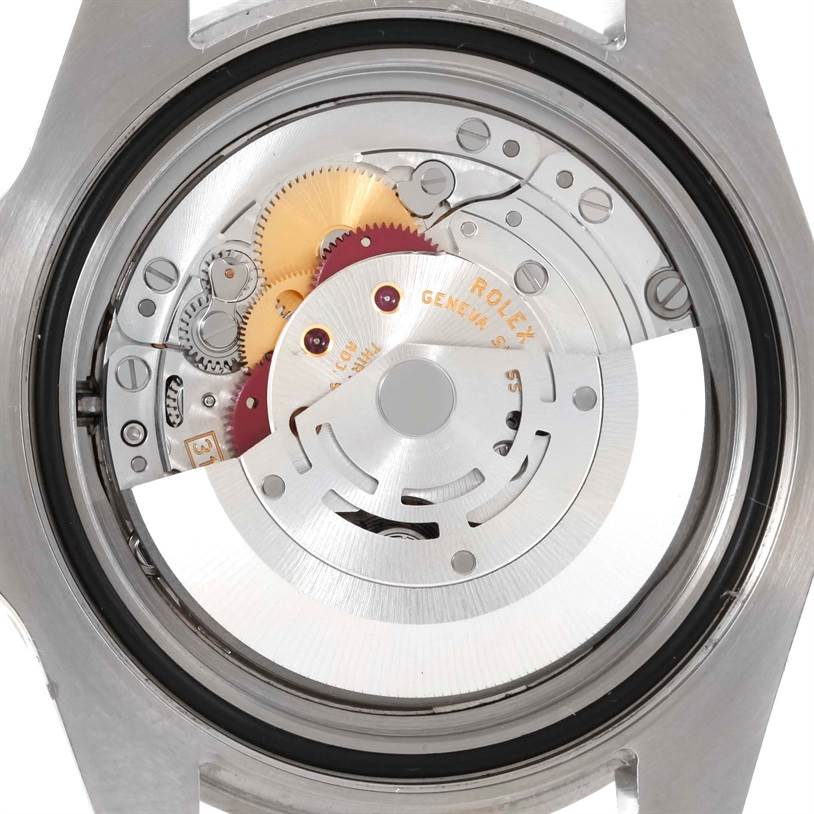 The image shows the internal movement mechanism of a Rolex GMT-Master 116710 Men's Stainless Steel Black Dial 116710 Men's Stainless Steel Black Dial watch from a rear angle without the case back.