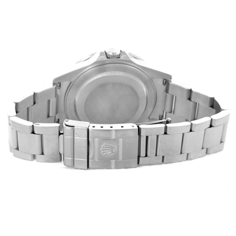 This image shows the case back and bracelet clasp of a Rolex GMT-Master 16710 Men's Stainless Steel Black Dial 16710 Men's Stainless Steel Black Dial watch from a rear angle.