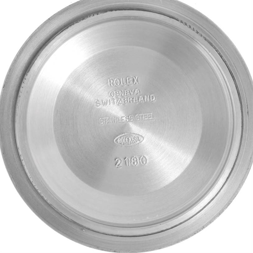 This image shows the inside case back of a Rolex GMT-Master 16710 Men's Stainless Steel Black Dial 16710 Men's Stainless Steel Black Dial watch, indicating "stainless steel" and various engravings.