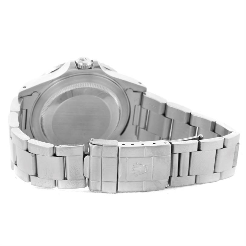 The image shows the case back and bracelet clasp of a Rolex GMT-Master 16710 Men's Stainless Steel Black Dial 16710 Men's Stainless Steel Black Dial watch, viewed from the rear of the watch.