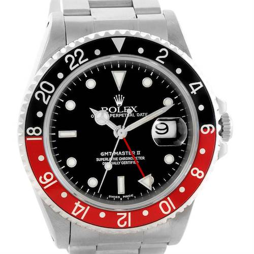 Photo of Rolex GMT Master II Black Red Coke Bezel Automatic Mens Watch 16710
