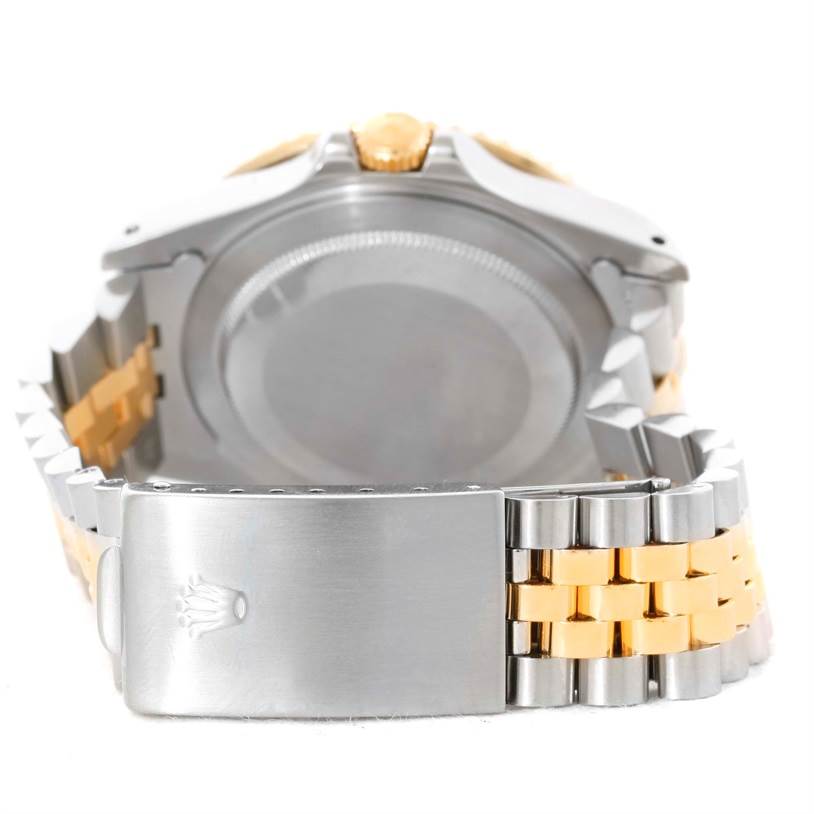 This image shows the back view of a Rolex GMT-Master 16713 Men's Stainless Steel Brown Dial 16713 Men's Stainless Steel Brown Dial watch, highlighting the clasp and bracelet.