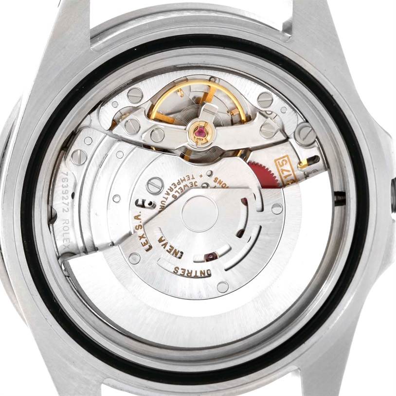 This image shows the movement and internal mechanism of a Rolex GMT-Master 16700 Men's Stainless Steel Black Dial 16700 Men's Stainless Steel Black Dial watch from the back.