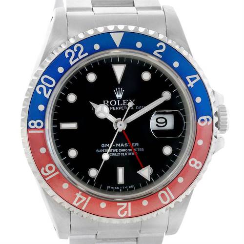 Photo of Rolex GMT Master Red Blue Pepsi Bezel Mens Watch 16700