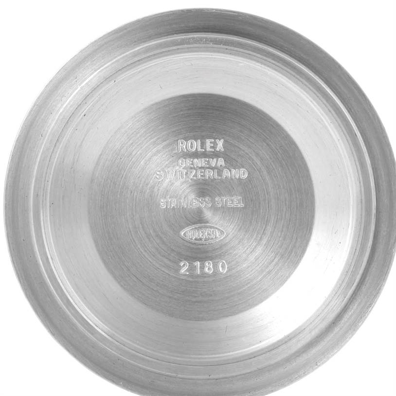 This image shows the inside of the stainless steel case back of a Rolex GMT-Master 16710 Men's Stainless Steel Black Dial 16710 Men's Stainless Steel Black Dial watch, displaying the brand and model details.