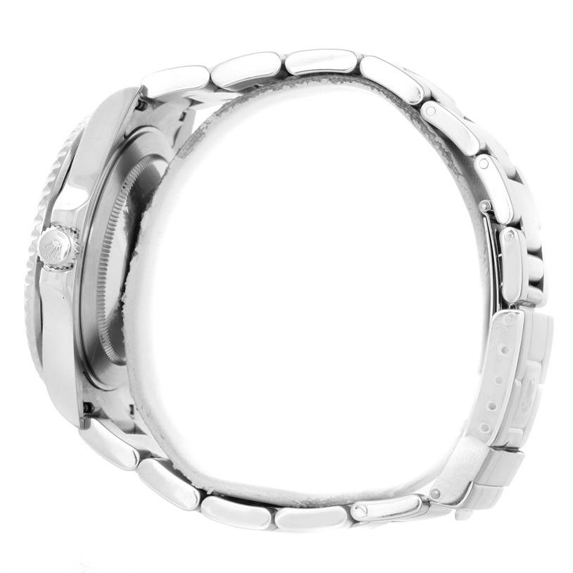 The image shows a Rolex GMT-Master 16710 Men's Stainless Steel Black Dial 16710 Men's Stainless Steel Black Dial watch from a side angle, highlighting its crown, case, and part of the bracelet.