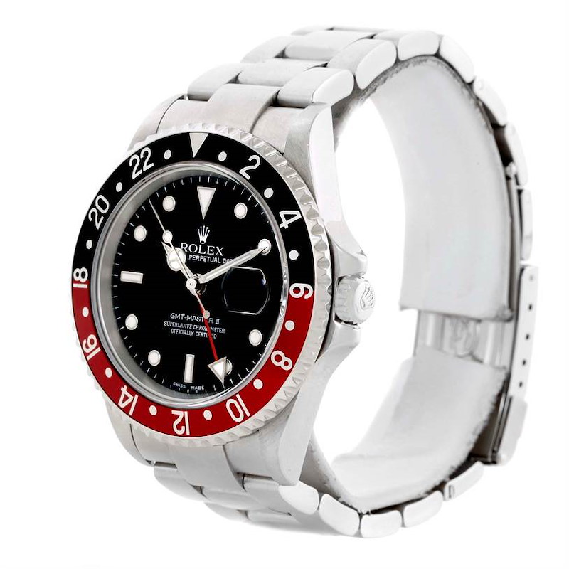 Rolex GMT Master II Black Red Coke Bezel Automatic Mens Watch 16710 SwissWatchExpo
