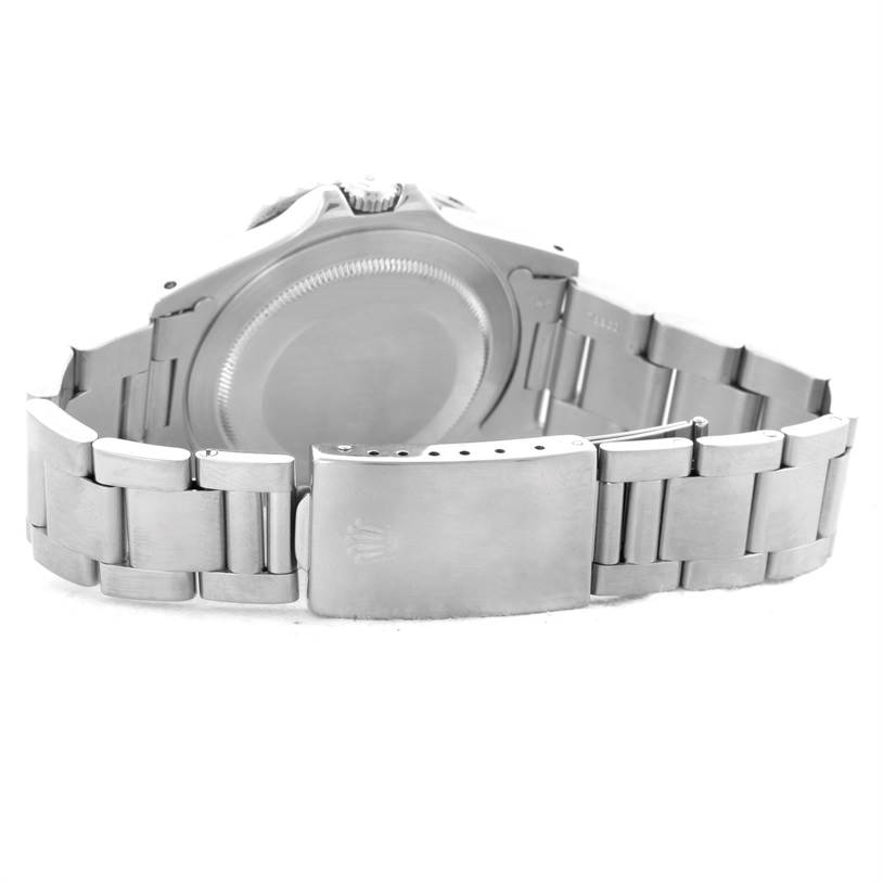 This image shows the back case and clasp of a Rolex GMT-Master 16700 Men
s Stainless Steel Black Dial 16700 Men
s Stainless Steel Black Dial watch at a slight rear angle.