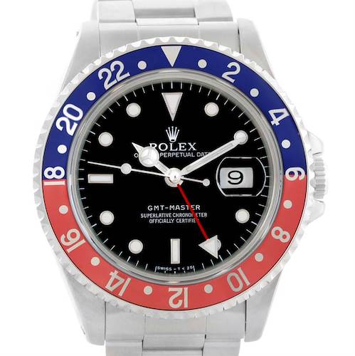 Photo of Rolex GMT Master Red Blue Pepsi Bezel Date Mens Watch 16700