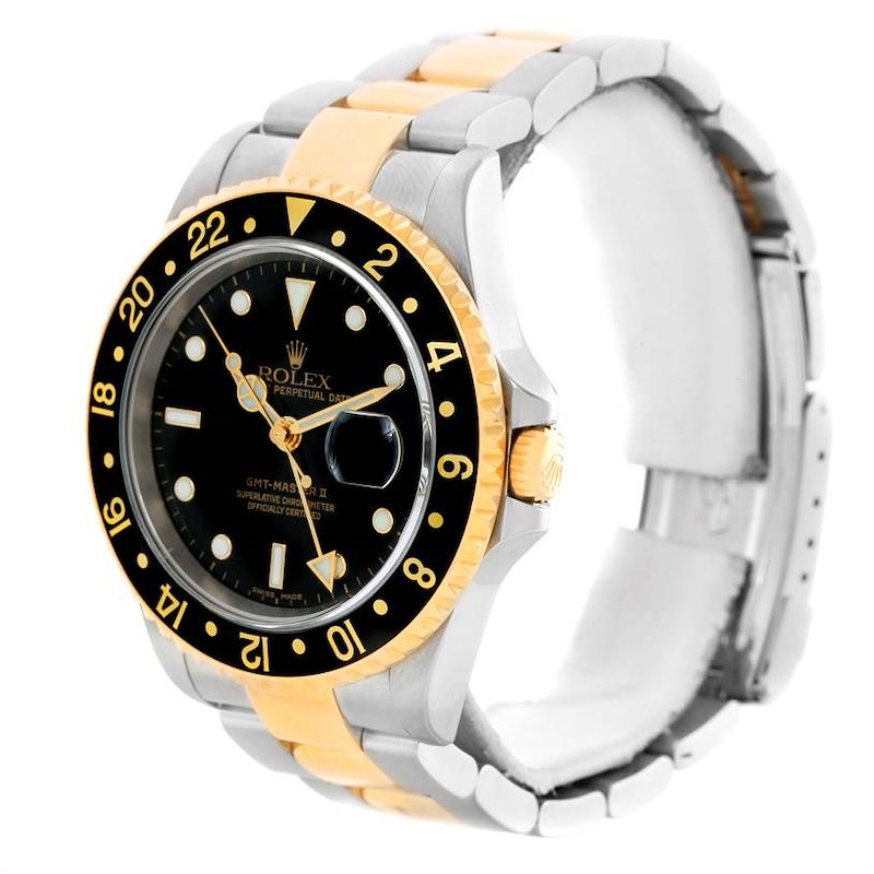 Rolex GMT Master II Mens 18k Yellow Gold Date Watch 16713 SwissWatchExpo