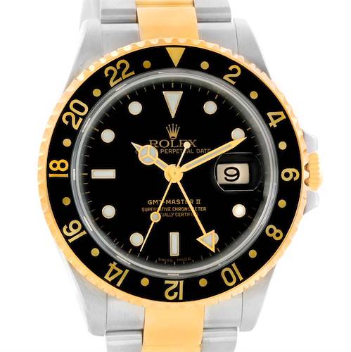 Photo of Rolex GMT Master II Mens 18k Yellow Gold Date Watch 16713