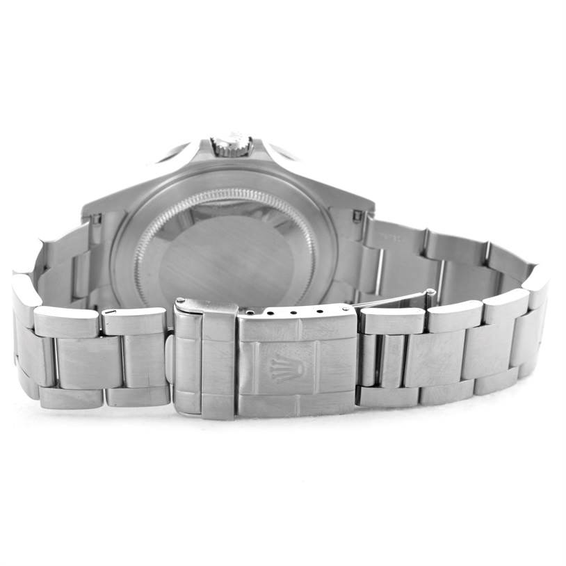 This image shows the back case and bracelet of a Rolex GMT-Master 16710 Men's Stainless Steel Black Dial 16710 Men's Stainless Steel Black Dial watch, viewed from the rear.