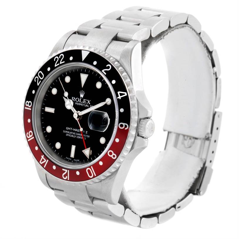 Rolex Gmt Master Ii Black Red Coke Bezel Steel Mens Watch 16710 Swisswatchexpo