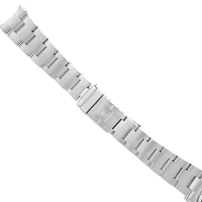 The image shows a straight view of a metal bracelet, specifically the clasp, for the Rolex GMT-Master 16710 Men's Stainless Steel Black Dial 16710 Men's Stainless Steel Black Dial model.