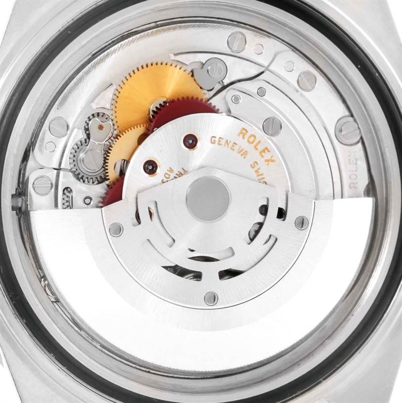 This is a close-up view of the movement and internal mechanism of the Rolex GMT-Master 16710 Men's Stainless Steel Black Dial 16710 Men's Stainless Steel Black Dial watch.