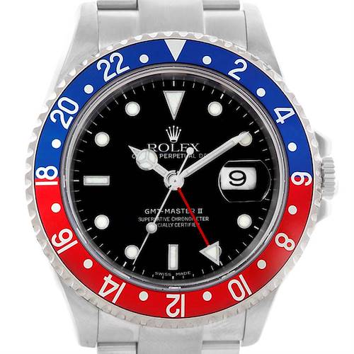 Photo of Rolex GMT Master II Blue Red Pepsi Bezel Mens Watch 16710 Year 2005