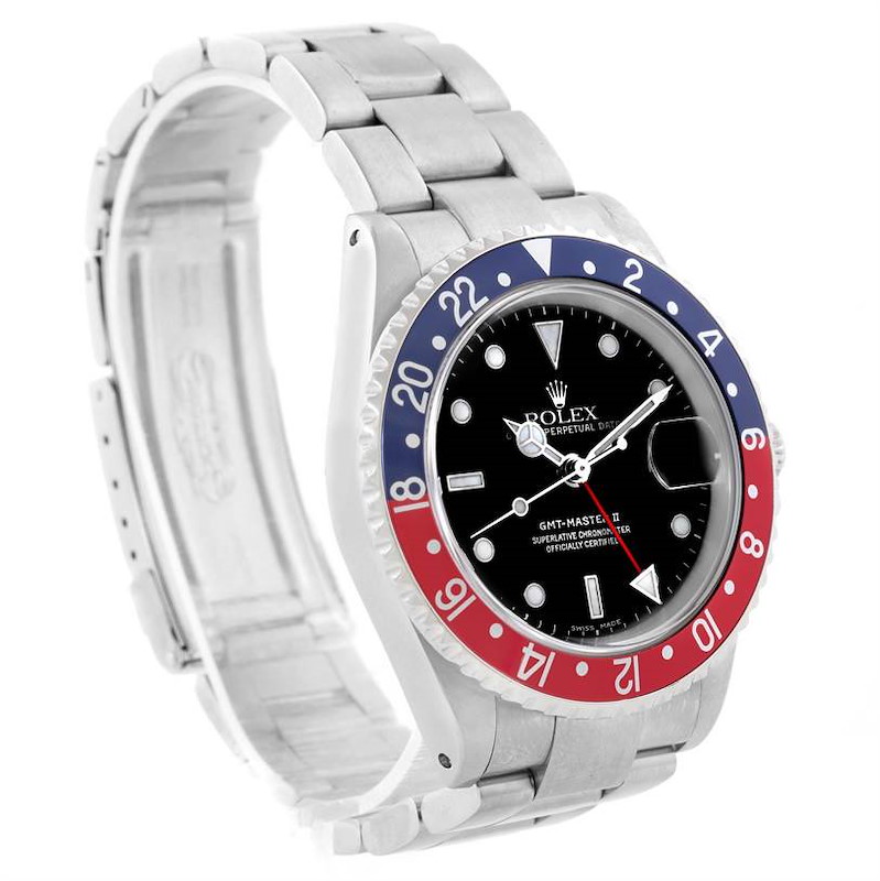 Rolex GMT Master II Blue Red Pepsi Bezel Mens Watch 16710 Year 2002 SwissWatchExpo