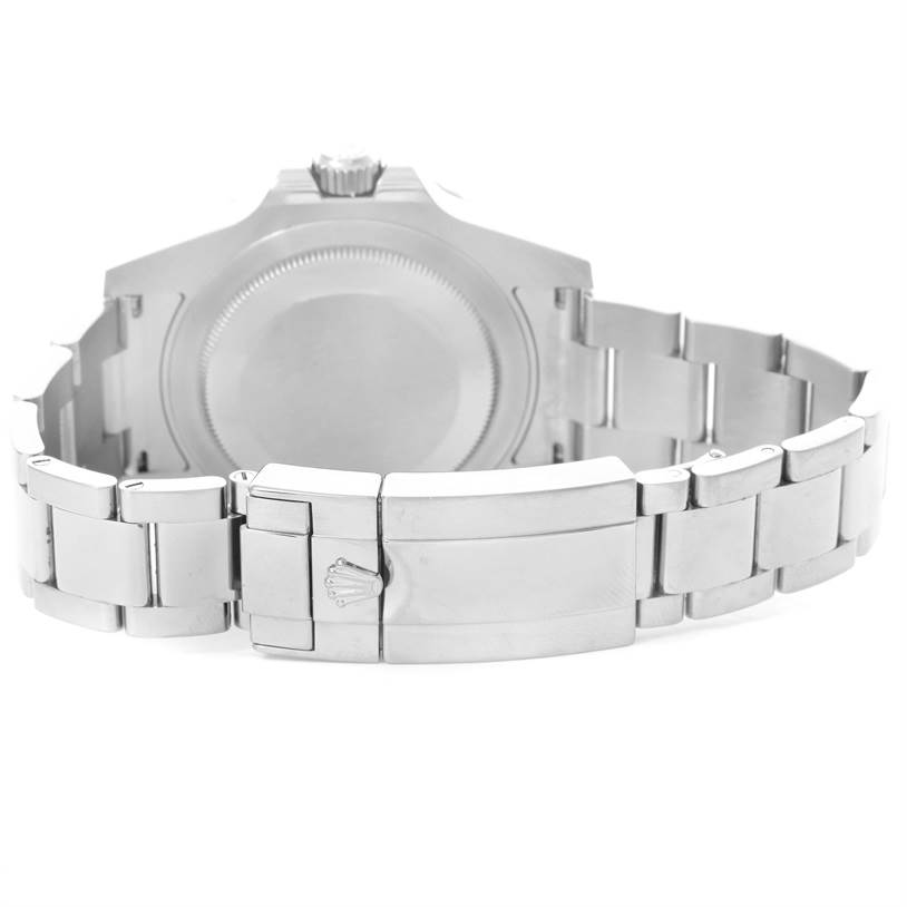 The image shows the back case and the clasp of the bracelet of a Rolex GMT-Master 116710BLNR Men's Stainless Steel Black Dial 116710BLNR Men's Stainless Steel Black Dial watch.