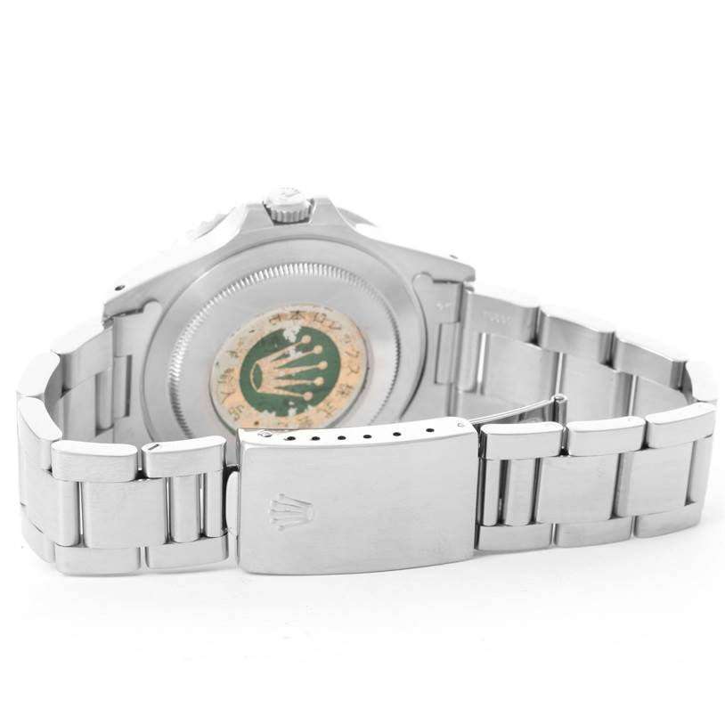 This image shows the back and clasp of a Rolex GMT-Master 16700 Men's Stainless Steel Black Dial 16700 Men's Stainless Steel Black Dial watch, focusing on the bracelet and case back.