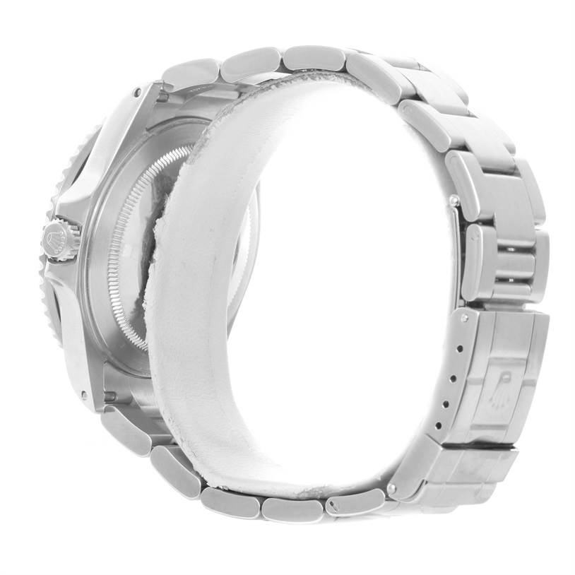 This image shows the side profile and bracelet of a Rolex GMT-Master 16710 Men's Stainless Steel Black Dial 16710 Men's Stainless Steel Black Dial watch.