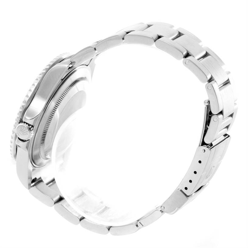 The image shows a side view of a Rolex GMT-Master 16710 Men's Stainless Steel Black Dial 16710 Men's Stainless Steel Black Dial watch, focusing on the case profile and bracelet.