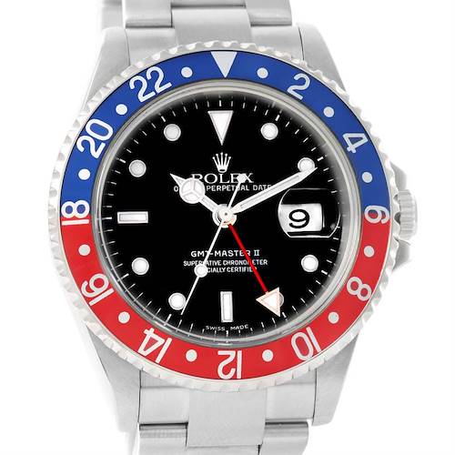 Photo of Rolex GMT Master II Blue Red Pepsi Bezel Date Watch 16710 Year 2006