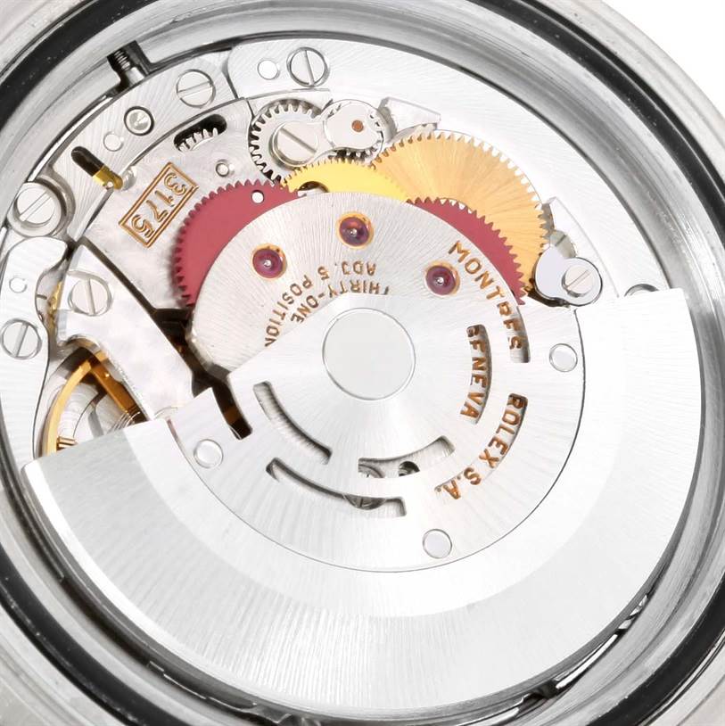 This is a close-up view of the movement mechanism inside a Rolex GMT-Master 16700 Men's Stainless Steel Black Dial 16700 Men's Stainless Steel Black Dial watch.