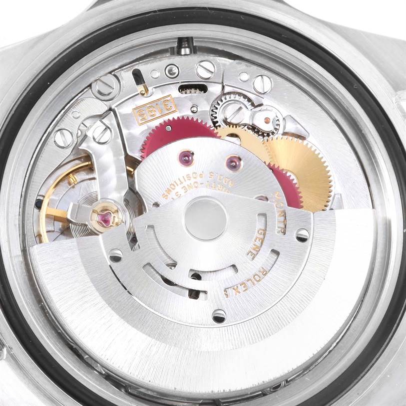 The image shows the inner mechanical movement of a Rolex GMT-Master 16710 Men's Stainless Steel Black Dial 16710 Men's Stainless Steel Black Dial watch from the back angle.