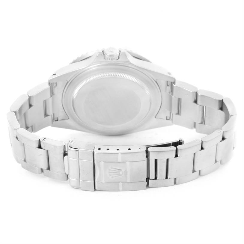 The image shows the back case and bracelet of a Rolex GMT-Master 16710 Men's Stainless Steel Black Dial 16710 Men's Stainless Steel Black Dial watch from a rear angle.