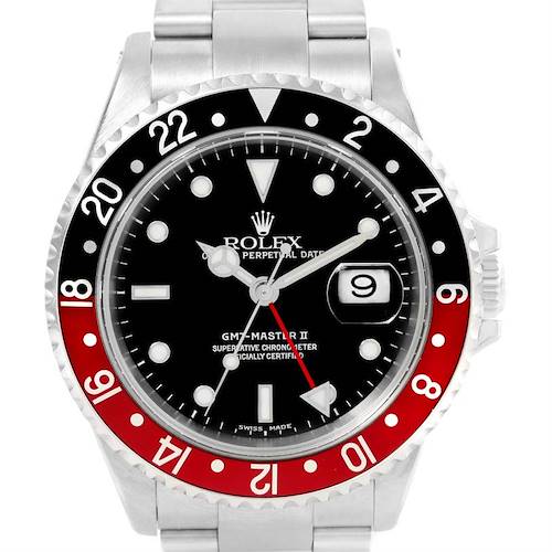 Photo of Rolex GMT Master II Black Red Coke Bezel Date Watch 16710 Year 2001