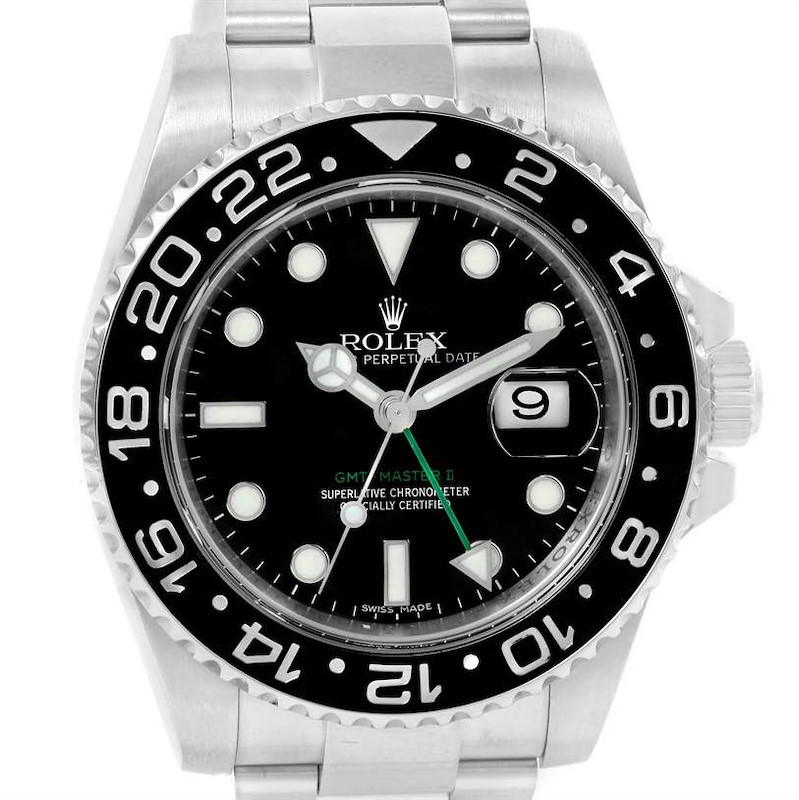 Rolex GMT Master II Ceramic Bezel Steel Mens Watch 116710 Box Papers SwissWatchExpo