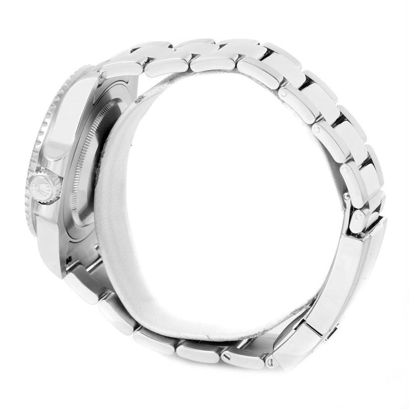 The image shows a side view of the Rolex GMT-Master 116710BKSO Men's Stainless Steel Black Dial 116710BKSO Men's Stainless Steel Black Dial watch focusing on the bracelet and the side of the case.