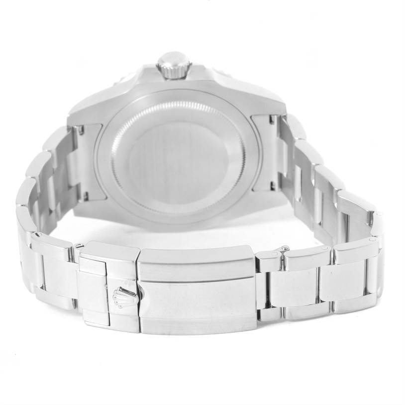 The image shows the back case and bracelet clasp of a Rolex GMT-Master 116710BKSO Men's Stainless Steel Black Dial 116710BKSO Men's Stainless Steel Black Dial watch from a rear angle.