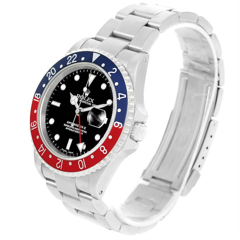Rolex GMT Master II Blue Red Pepsi Bezel Automatic Mens Watch 16710 SwissWatchExpo