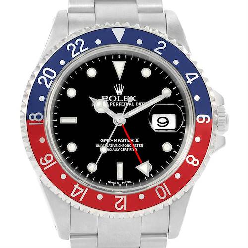 Photo of Rolex GMT Master II Blue Red Pepsi Bezel Automatic Mens Watch 16710