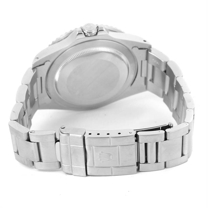 This image shows the back view of the Rolex GMT-Master 16700 Men's Stainless Steel Black Dial 16700 Men's Stainless Steel Black Dial watch, capturing the case back, crown, and bracelet.