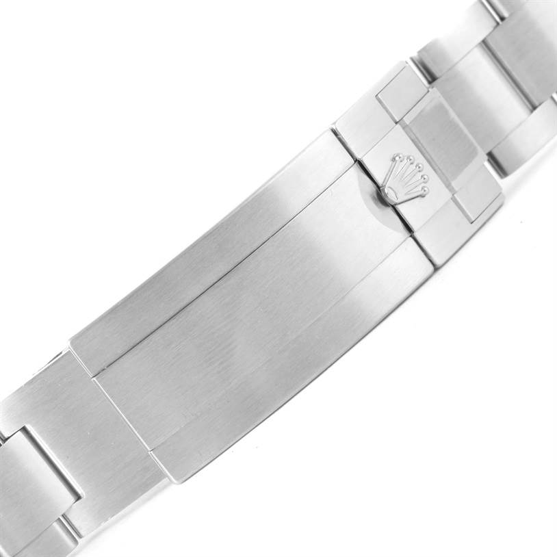 This image shows the clasp and part of the bracelet of a Rolex GMT-Master 116660 Men's Stainless Steel Blue Dial 116660 Men's Stainless Steel Blue Dial watch.