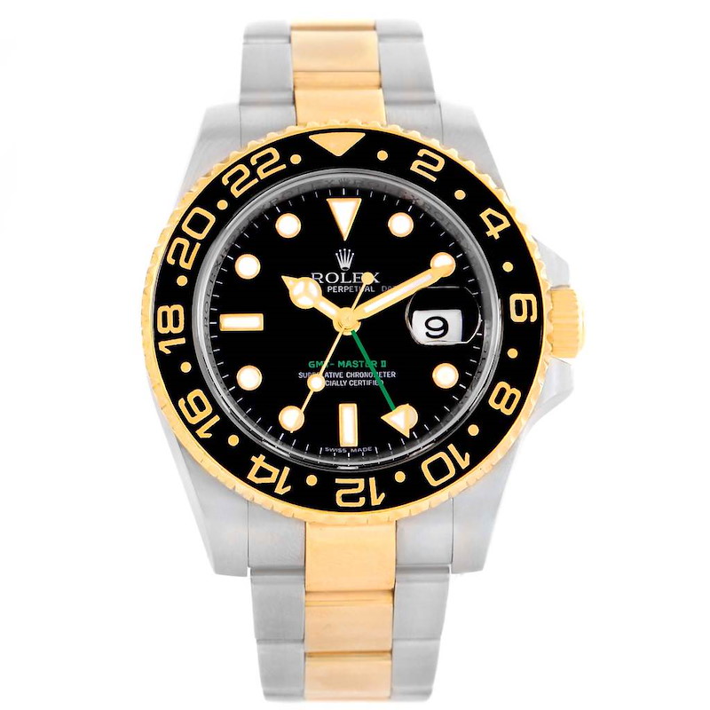 Rolex GMT Master II 18k Yellow Gold Steel Automatic Mens Watch 116713 SwissWatchExpo