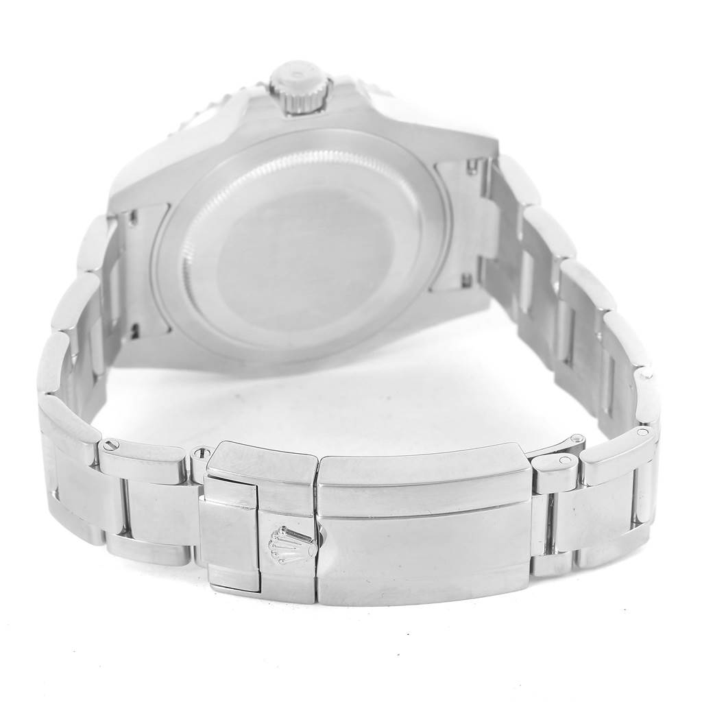 The image shows the back view of a Rolex GMT-Master 116710 Men's Stainless Steel Black Dial 116710 Men's Stainless Steel Black Dial watch, including the case back, clasp, and bracelet.