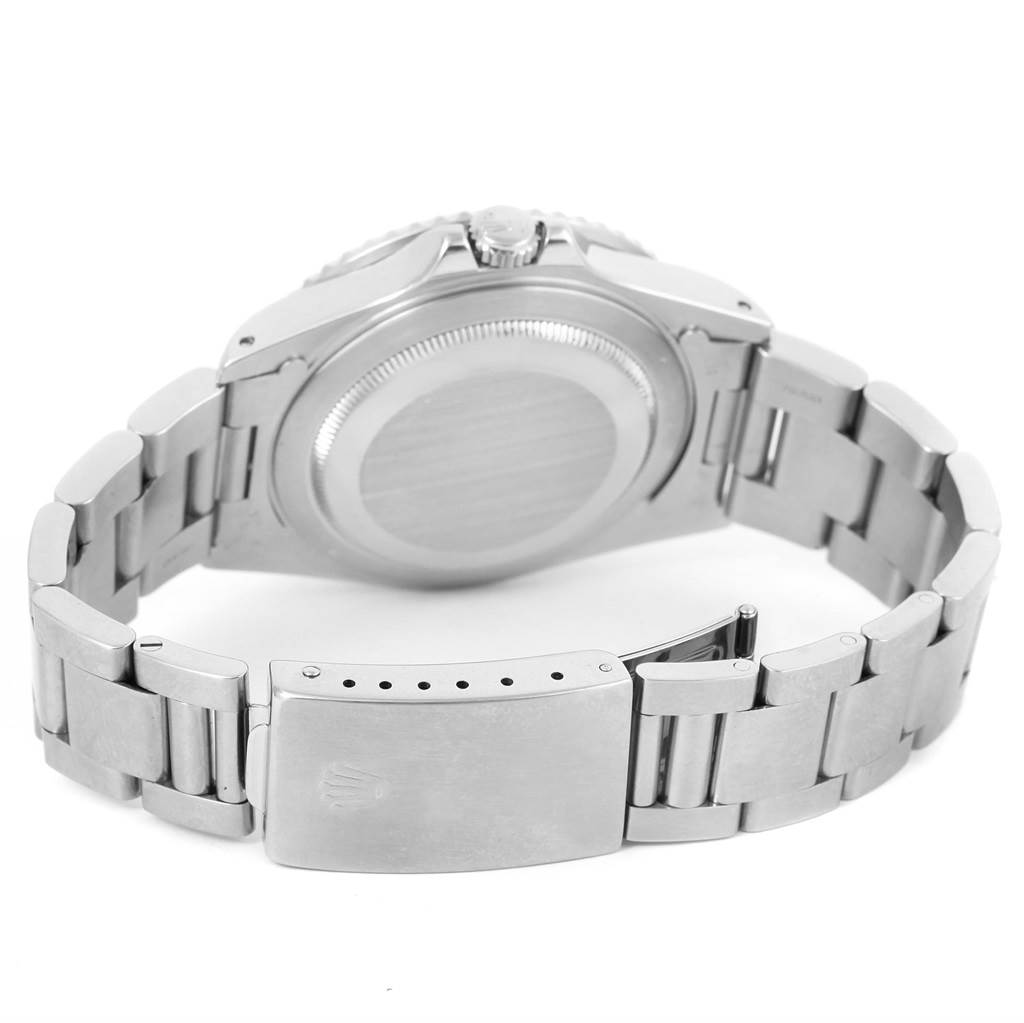 This image shows the back case and clasp of the Rolex GMT-Master 16710 Men's Stainless Steel Black Dial 16710 Men's Stainless Steel Black Dial watch.