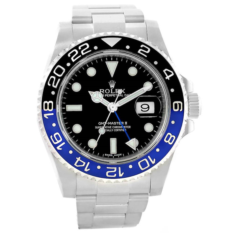 Rolex GMT Master II Batman Blue Black Ceramic Mens Watch 116710 SwissWatchExpo
