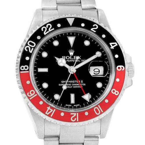 Photo of Rolex GMT Master II Black Red Coke Bezel Watch 16710 Box Papers